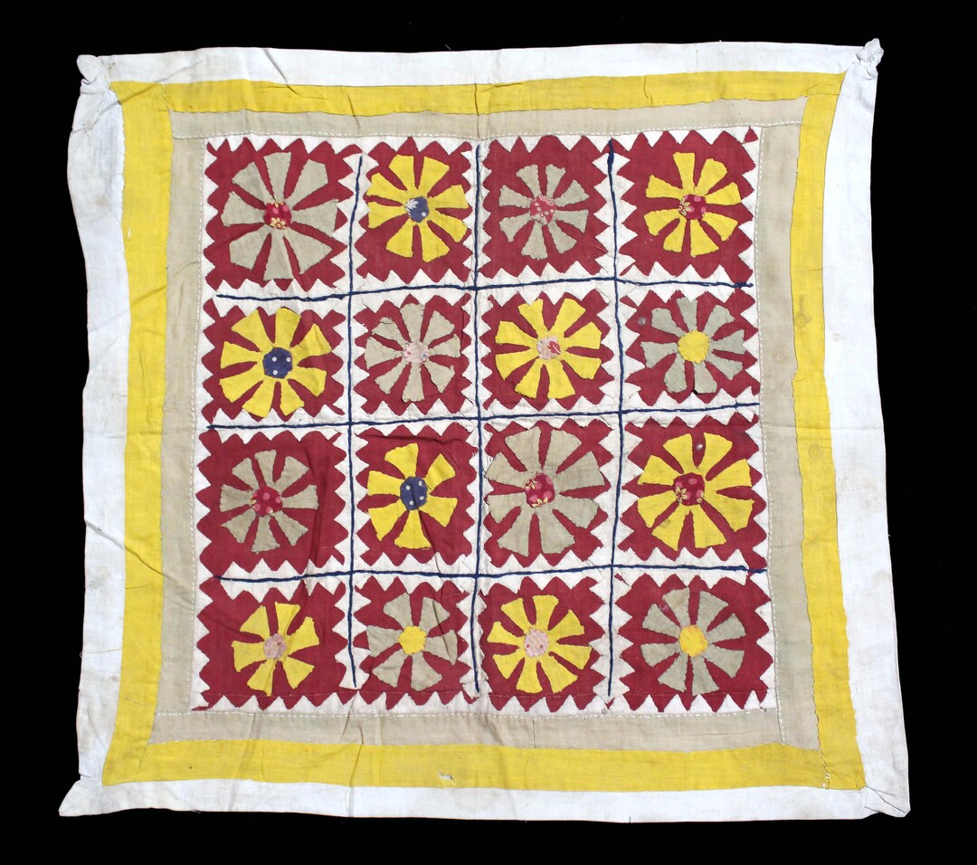 Vintage Appliqued Work Wall Hanging Wall Decor Gypsy Hand Embroidered Patch Work, Applique Work