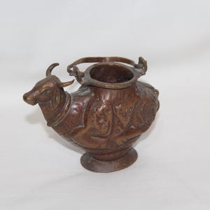 Antique Copper Nandi Gomukhi Holy Water Pot Indian Hindu Religious Ganga Jal Vessel
