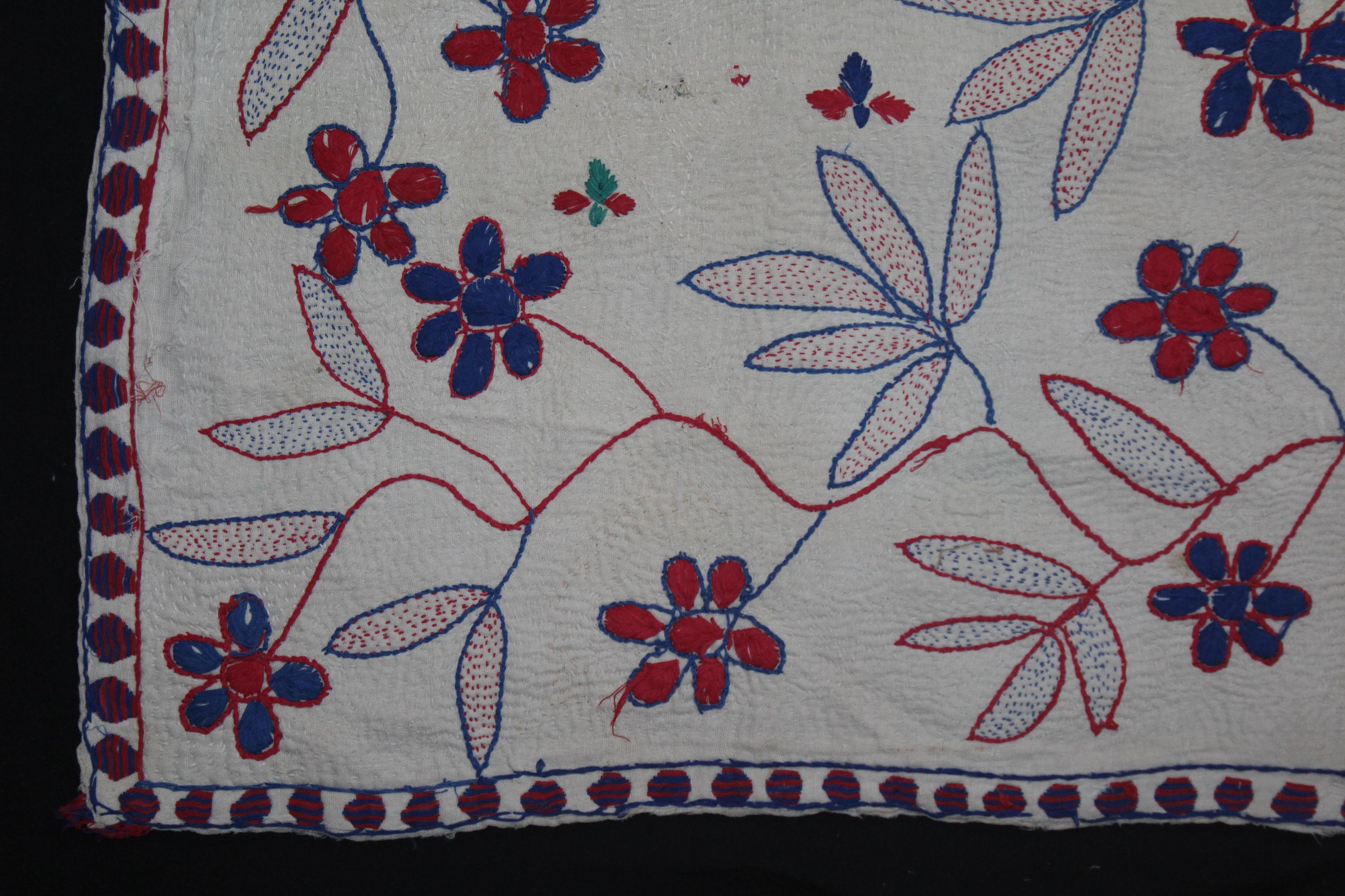 Kantha Embroidery With Cotton Thread Kantha Probably From East Bengal ...