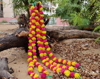 20 Natural Look Artificial Mix Color Floral Garlands Ethnic Indian Wedding Decoration Party Backdrop Marigold Strings Wedding Floral Garland