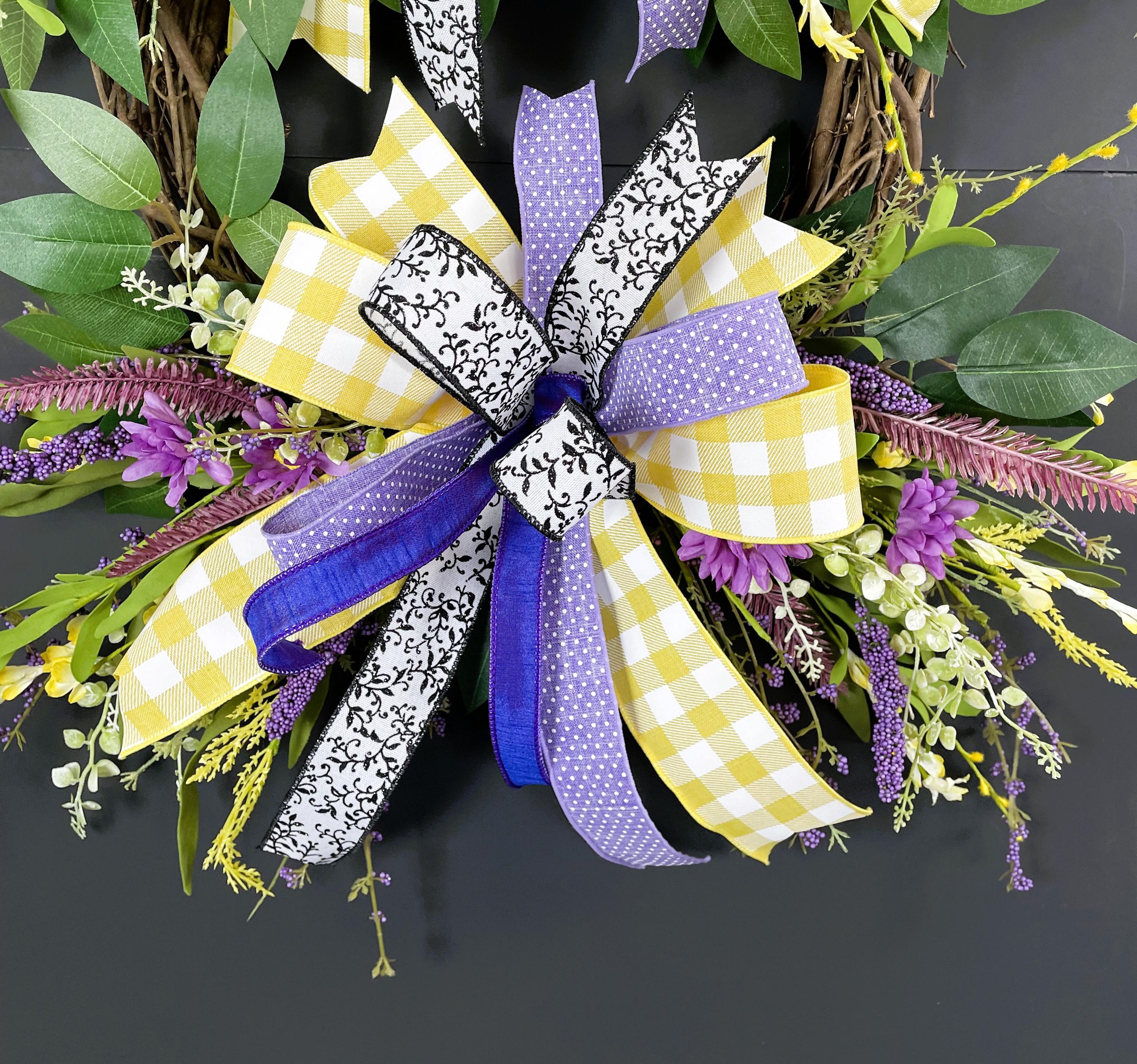 Yellow and Purple Grapevine Wreath, Summer Wreath for Front Door ...