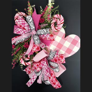 Valentine&#39;s Day Grapevine Wreath - Heart Ribbon Decor, Pink Floral Accent, Romantic Front Door Decoration, Handmade Spring Gift