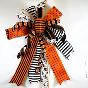 Black and Orange Halloween Lantern Bow, Halloween Front Porch Decoration, Halloween Mailbox Bow, Halloween Big Bow