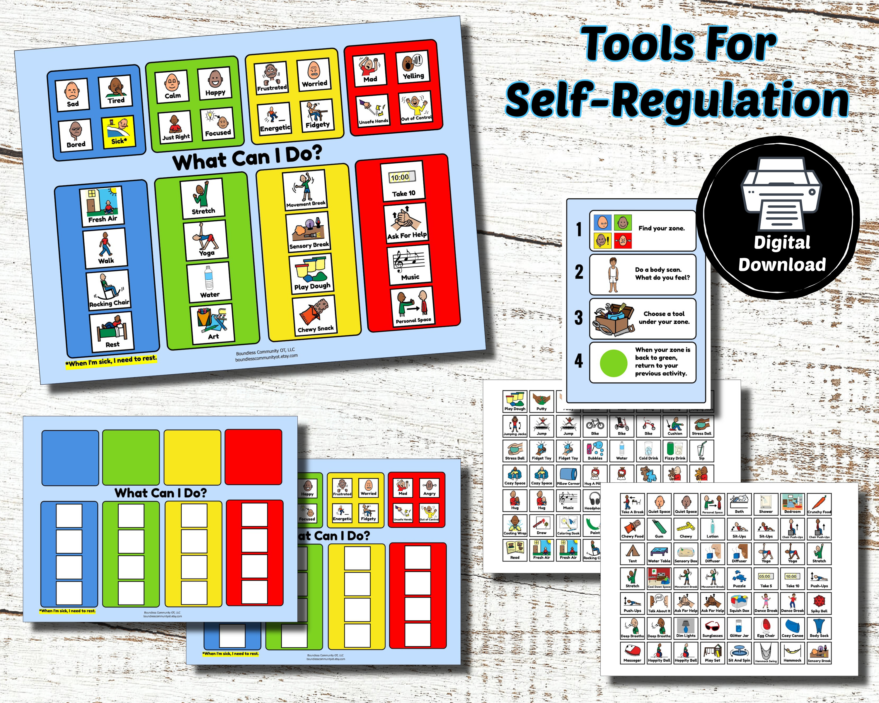 Tools for Self-regulation Zones of Regulation Sensory Diet - Etsy Canada