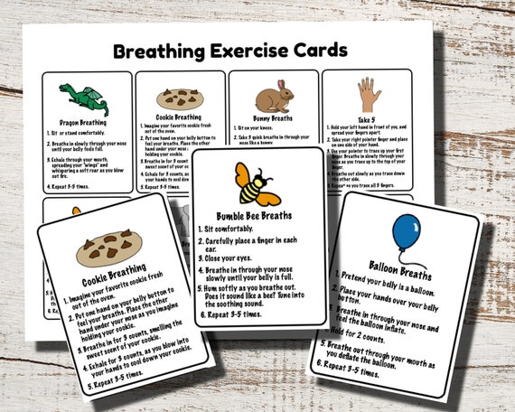 Breathing Cards For Kids, Deep Breathing Exercises, Self-Regulation Exercises, Printable Self-Regulation Cards, Printable Breathing Cards