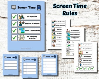 Tiempo de pantalla visual, Horario para niños, Horario para niños, Límite de tiempo de pantalla, Horario para niños, Horario familiar