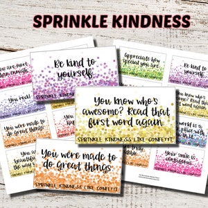 Sprinkle Kindness Like Confetti Cards, Kindness Cards, Motivational Notes, Encouraging Notes, Surprise Notes, Printable Notes, Digital Notes