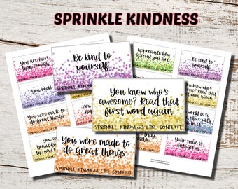 Sprinkle Kindness Like Confetti Cards, Kindness Cards, Motivational Notes, Encouraging Notes, Surprise Notes, Printable Notes, Digital Notes