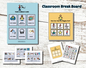 Classroom Break Board Printable, Tools For Self Regulation, Classroom Movement Breaks, Classroom Self-Regulation, School Break Board