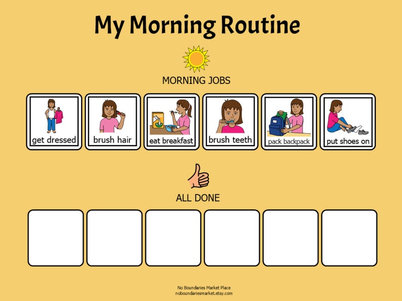 Morning Routine Visual Morning Chart Morning Chores Morning Etsy