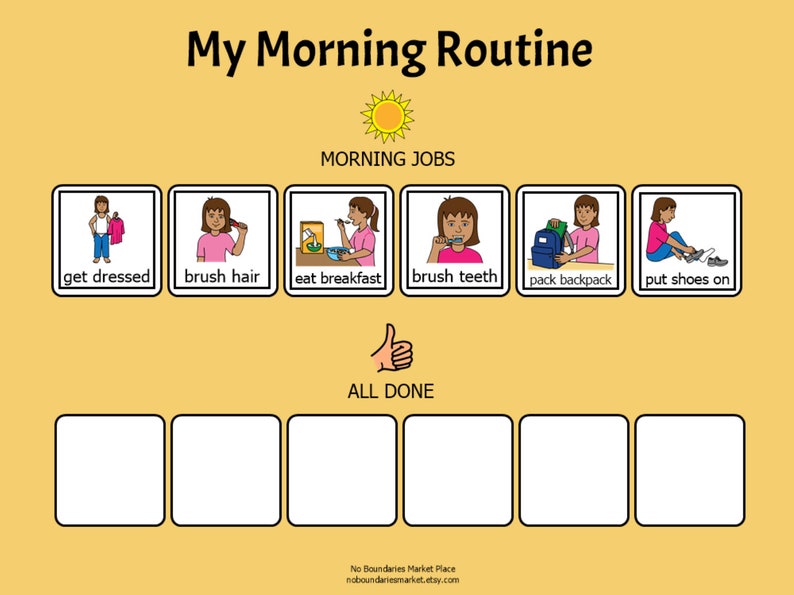 Morning Routine Visual Morning Chart Morning Chores Morning | Etsy