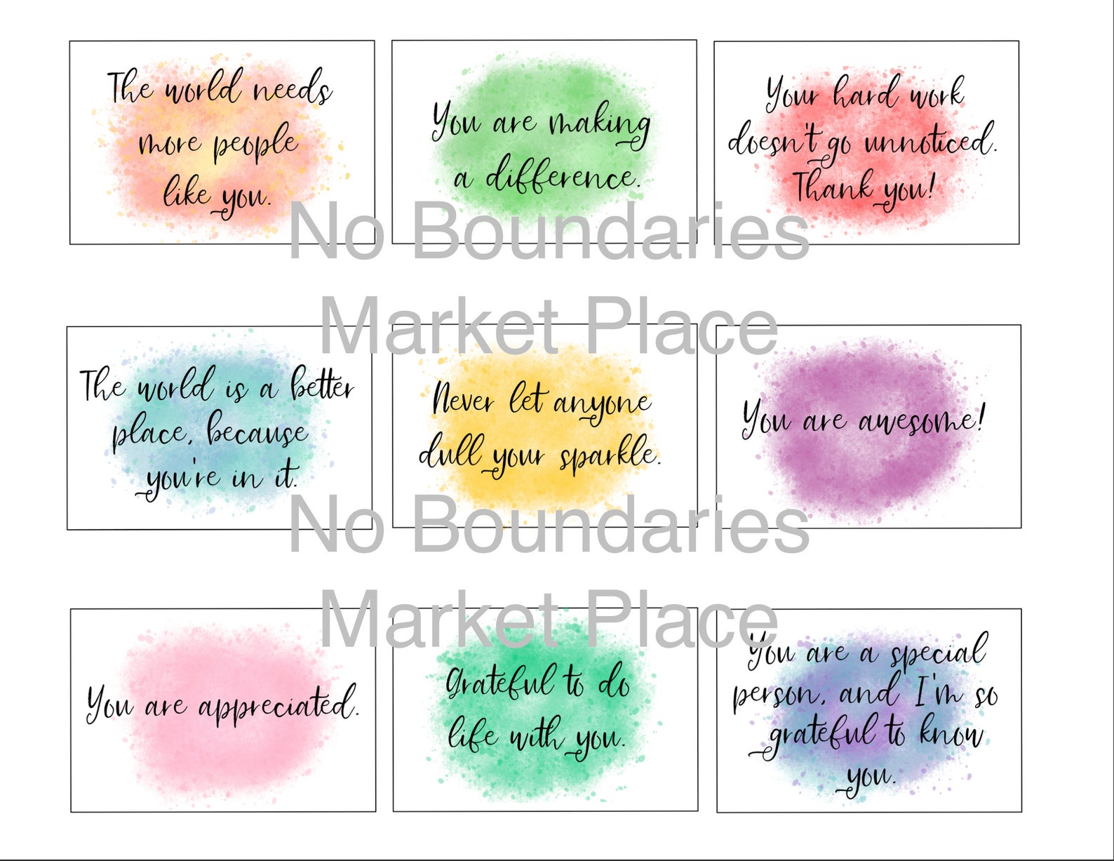 Notes of encouragement printable notes 18 notes watercolor etsy