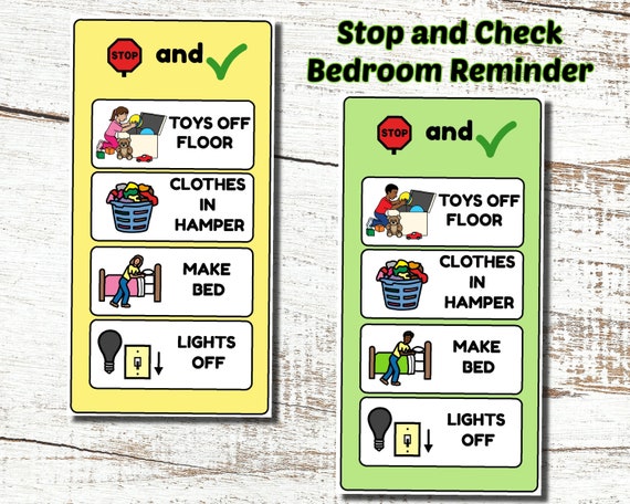 Daily Bedroom Cleaning Chart, Bedroom Tidy Chart, Quick Clean Chart, Cleaning Visual for Kids, Turn Off Lights Visual, Boardmaker Visual