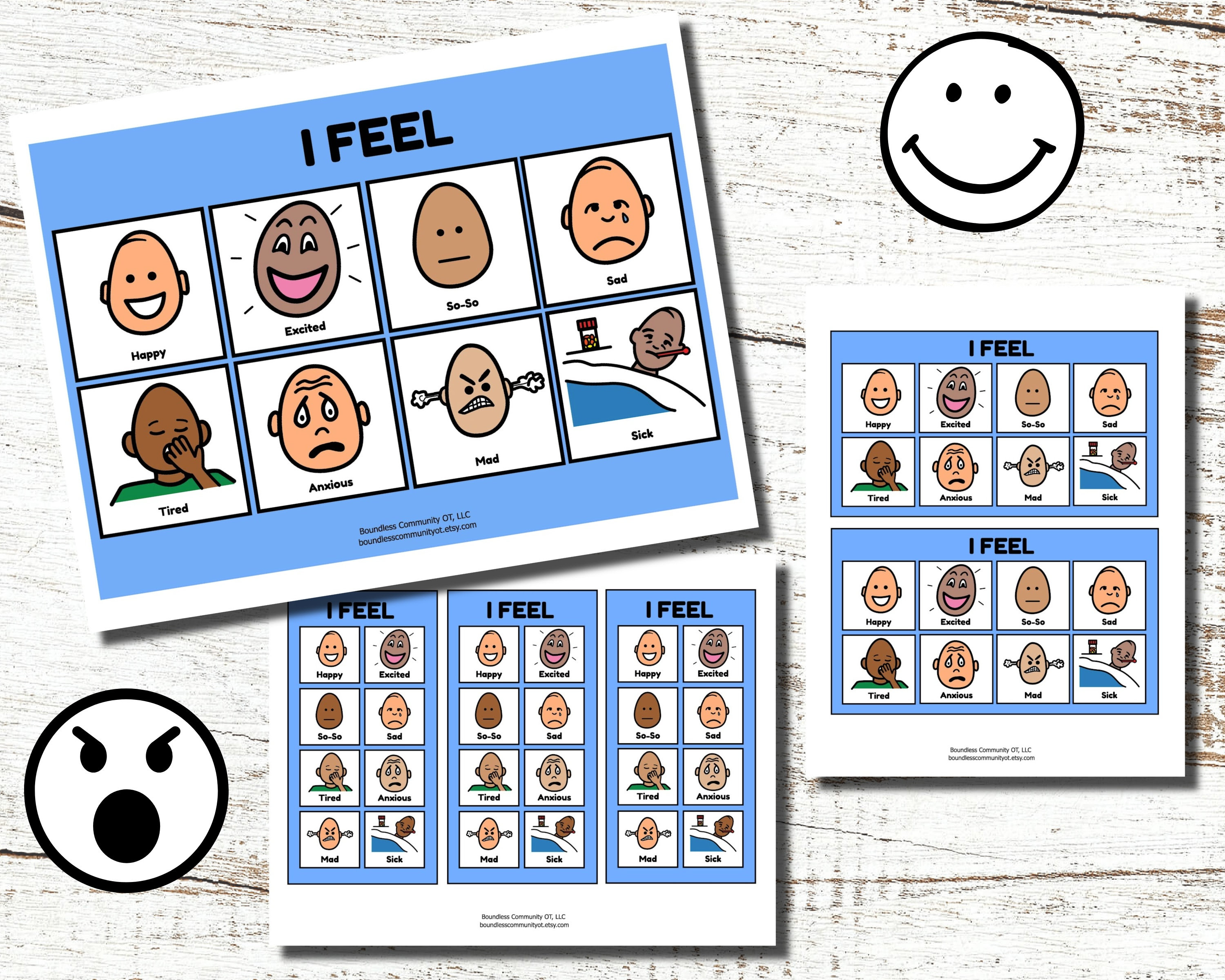 I Feel Chart Feelings Chart Feelings Visual Emotions Chart - Etsy