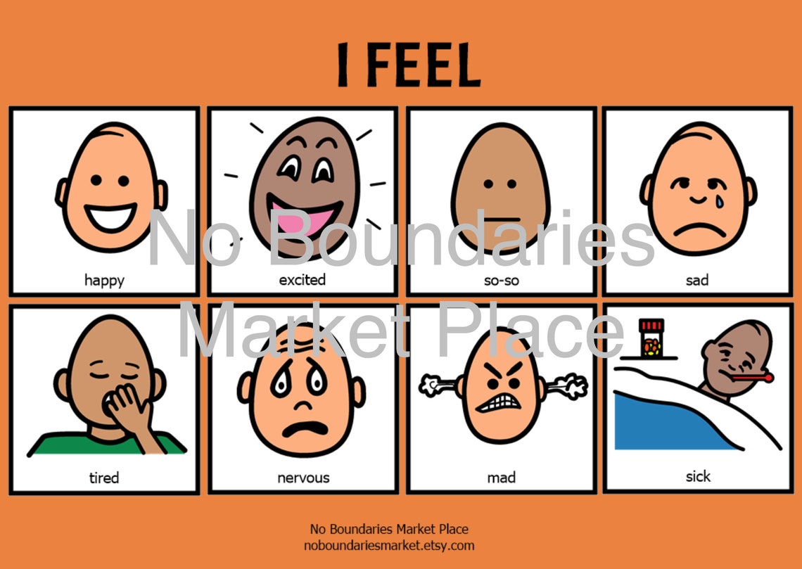 I Feel Chart feelings chart feelings visual emotions chart | Etsy