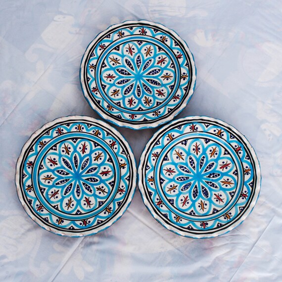 Set Of Moroccan Ceramic Plates Decorative Plates For Hanging Etsy