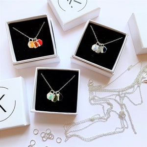 Porzellan und Silber Trio von Anhängern Halskette | Keramik Schmuck | Sterling Silber | Sechseck Anhänger Halskette |