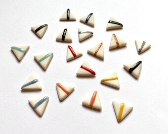 Handmade Earrings | Porcelain Medium Triangle Studs | Single Line Glaze | Ceramic Jewellery | Simple Studs | Minimal | Geometric