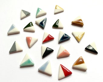 Handmade Earrings | Porcelain Medium Triangle Studs | Half Glaze | Ceramic Jewellery | Delicate | Post Earrings | Minimal | Geometric