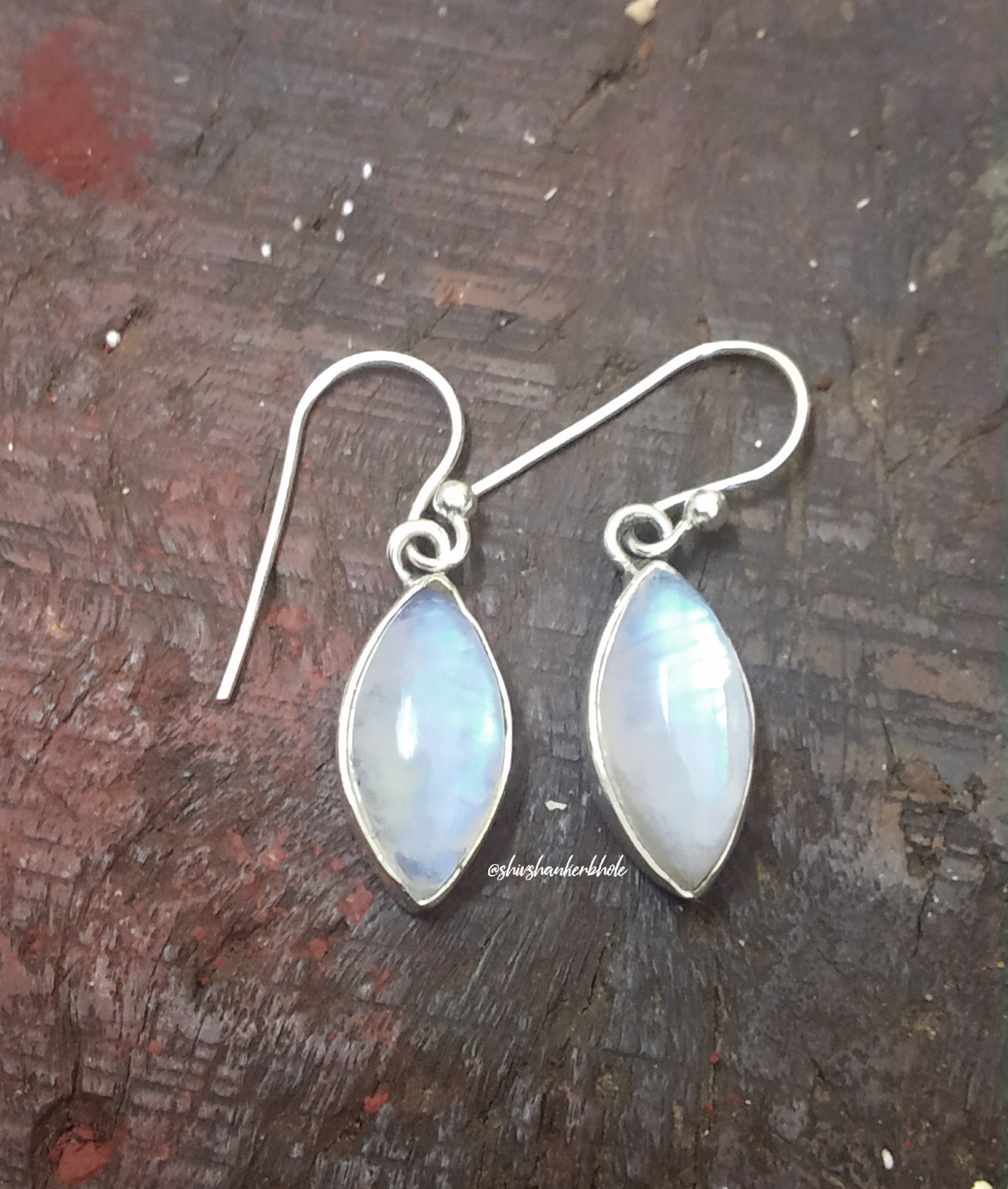 Boho Moonstone Earrings92.5% silver earringsEye Shape stone | Etsy