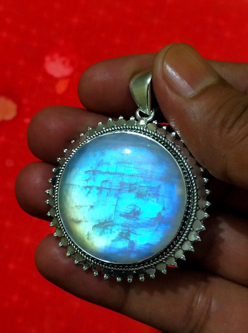 Rainbow Moonstone Pendant 925 Sterling Silver Pendant one of image 7