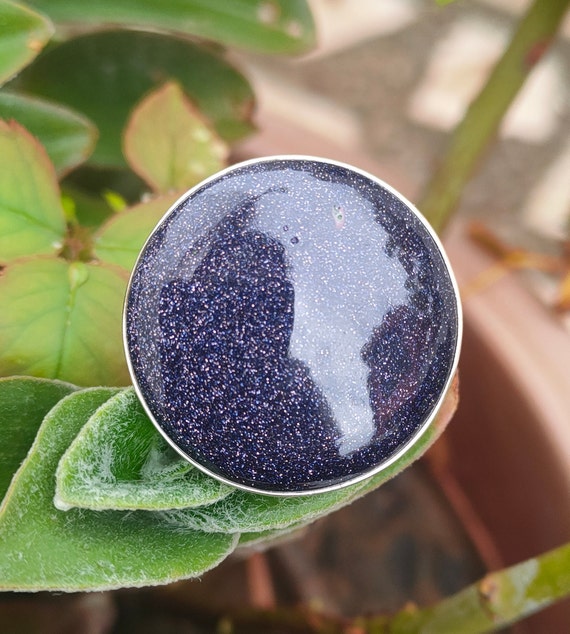 Big Blue Sun Sitara Stone Ring 92.5 Silver Ring Handmade Etsy