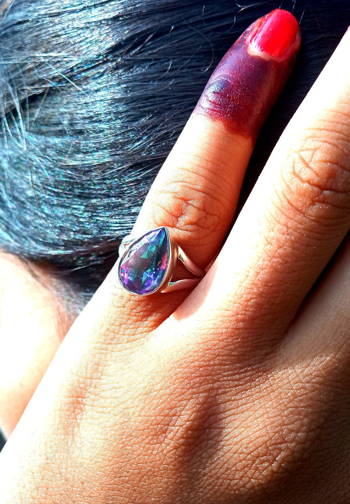 Bague Mystique En Argent Et Topaze - Neuf Sans Emballage, Bijou Fantaisie Élégant