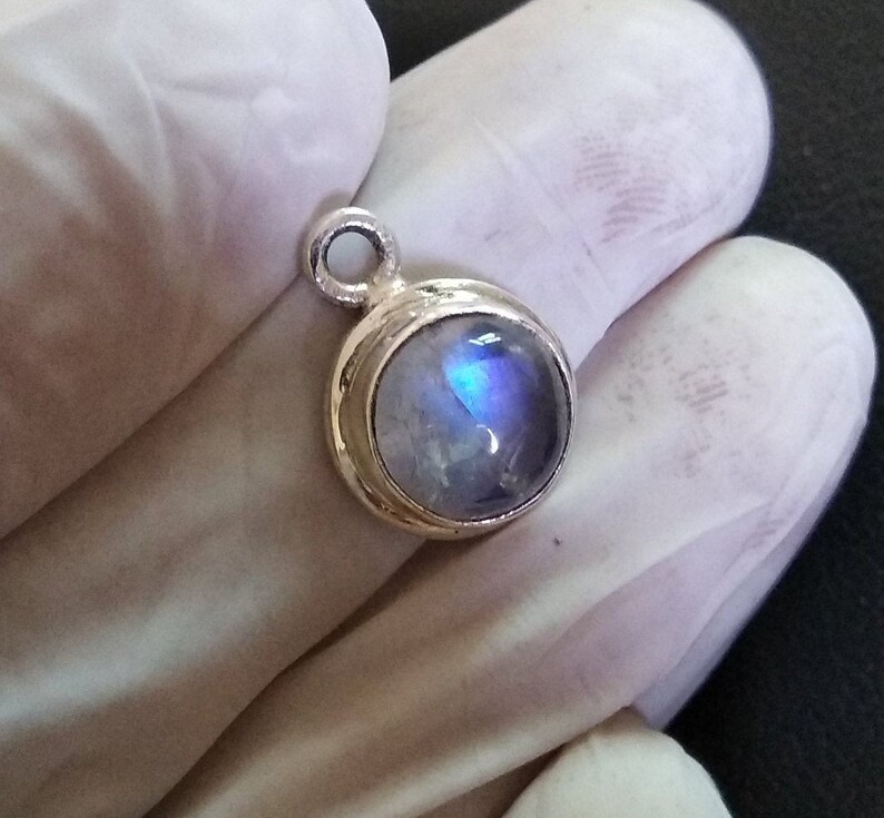 Rainbow moonstone pendant 92.5% silver pendant minimalist image 0