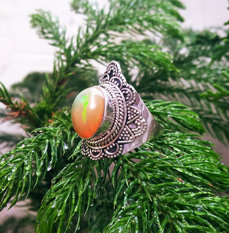 Natural Ethiopian opal ring 925% Solid silver ring Ethiopian image 2