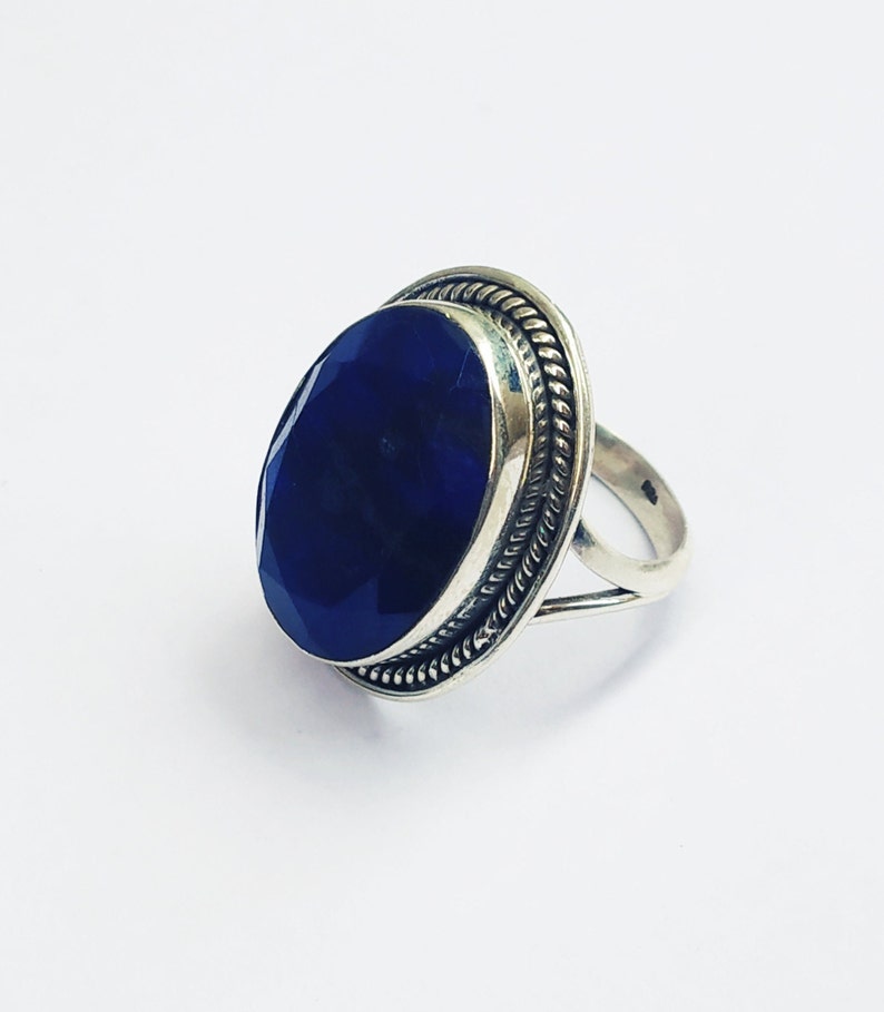 Sapphire Ring 92.5% Sterling Silver Ring Blue Stone Ring - Etsy