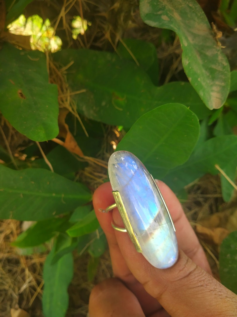 Natural Rainbow Moonstone ring 925% sterling Silver Ring image 0