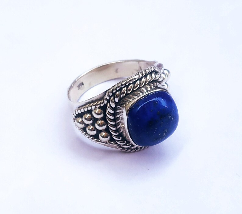 Lapis lazuli ring 925 Solid silver ring healing crystal image 0