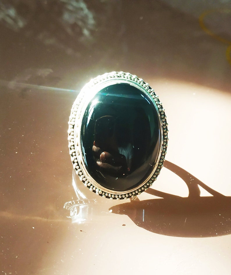 Black onyx ring 92.5% silver ring Onyx jewelry December image 3