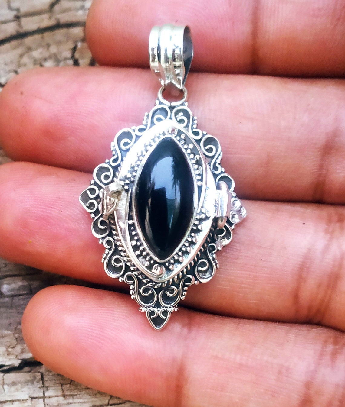 Black Onyx Box Pendant92.5 Silver Pendantpoison Box Etsy