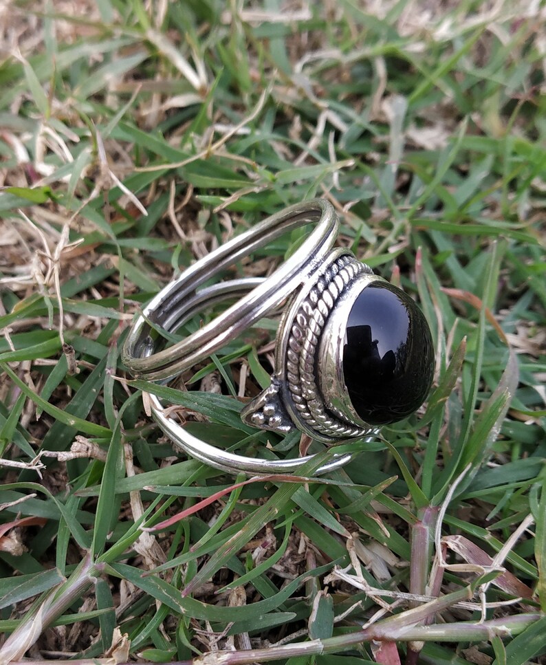 Black onyx ring 92.5% sterling silver ring Onyx jewelry image 2