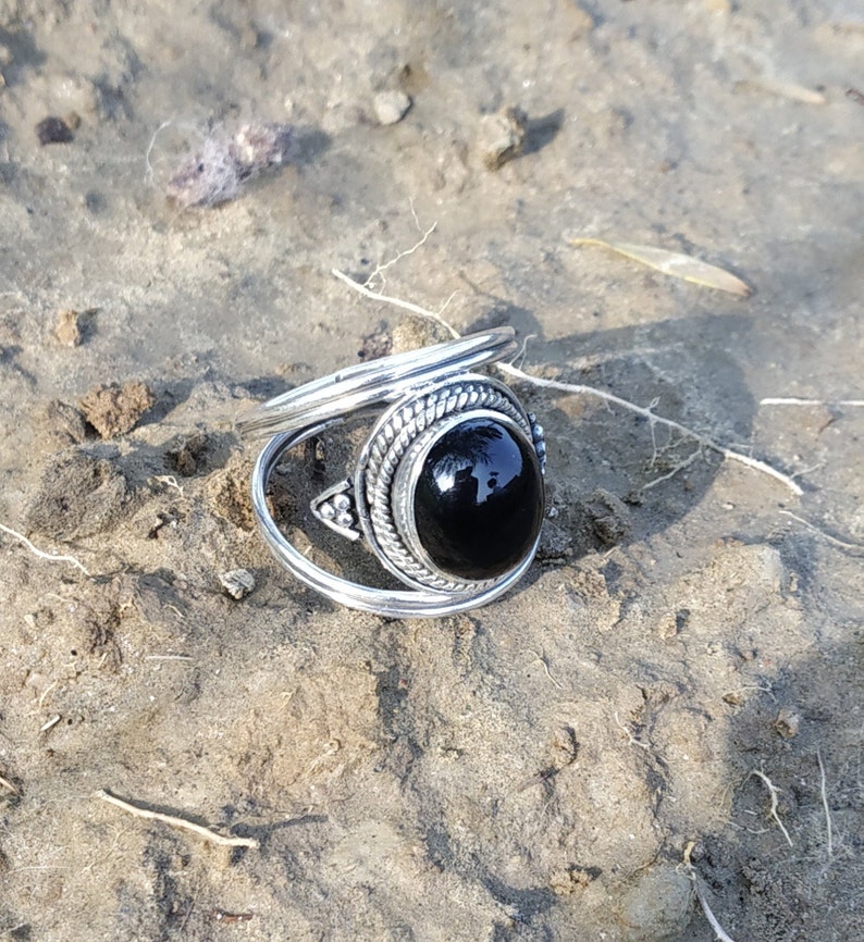 Black onyx ring 92.5% sterling silver ring Onyx jewelry image 4