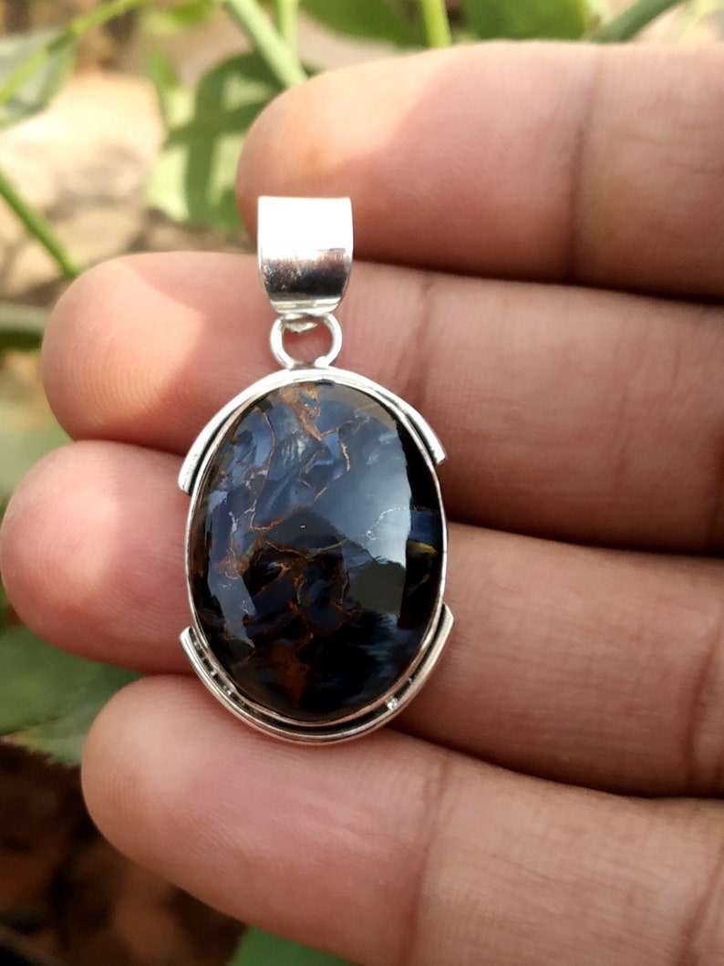 Pietersite Pendant 925 sterling silver tempest Stone image 0