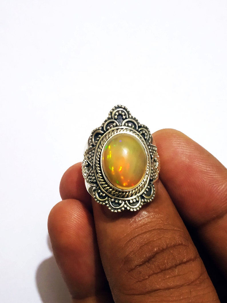 Natural Ethiopian opal ring 925% Solid silver ring Ethiopian image 0