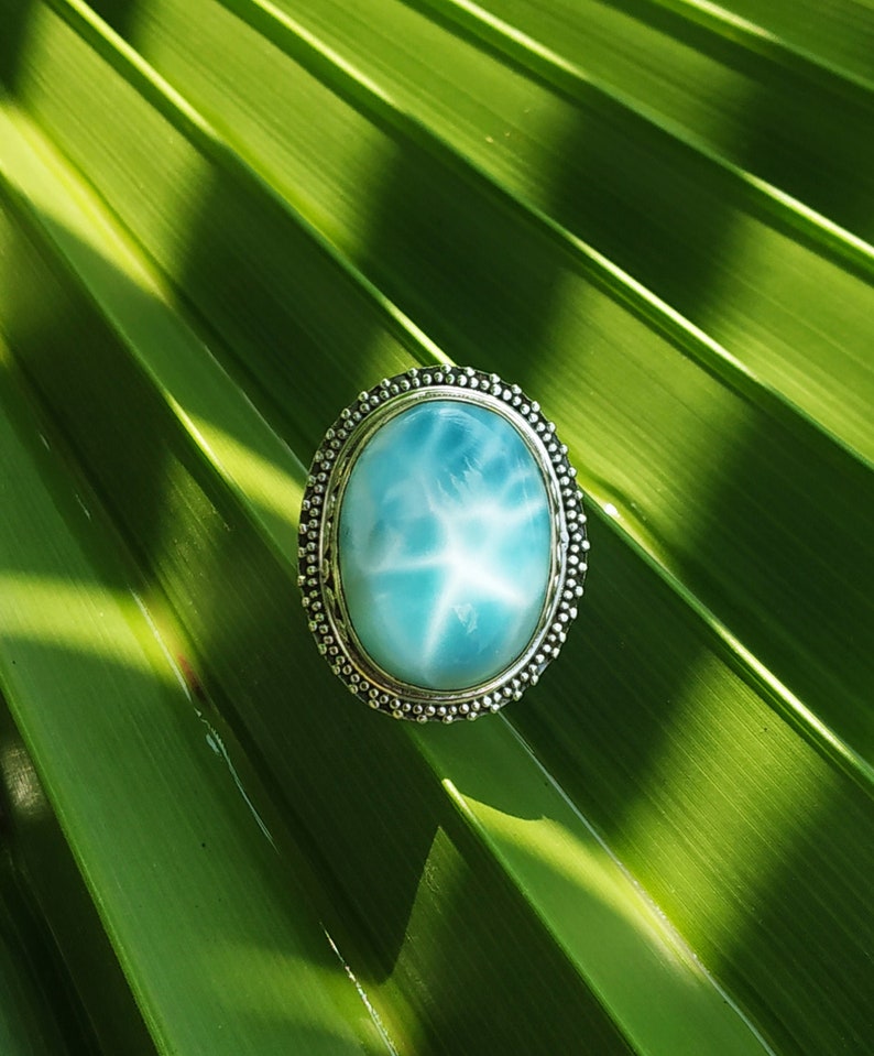 Larimar Ring 92.5% Sterling Silver Ring Dominican Larimar image 0