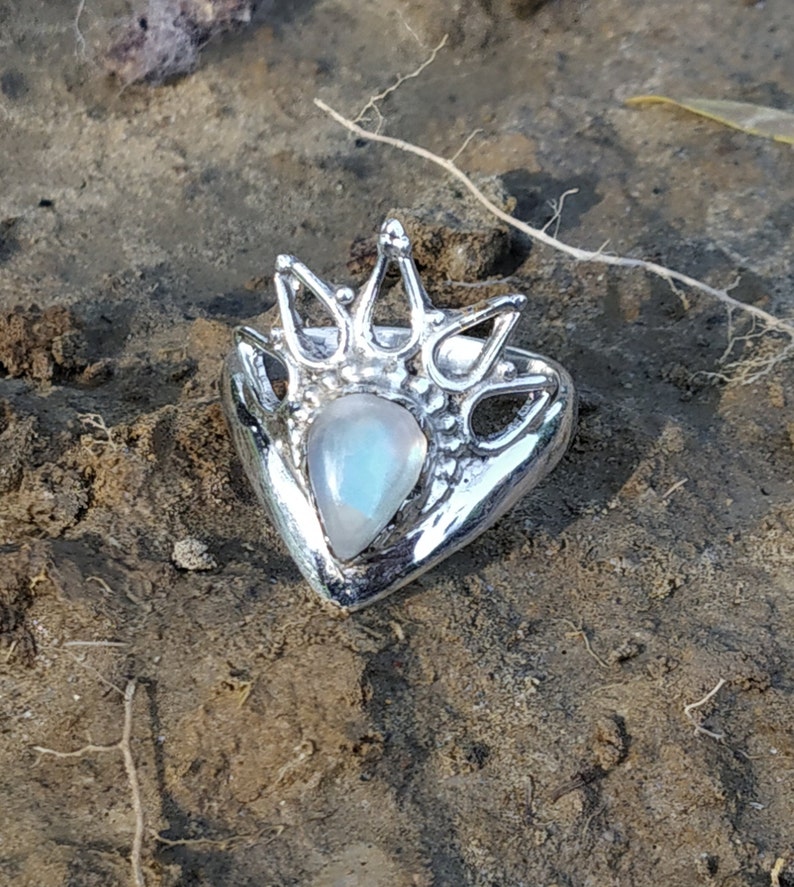Boho Moonstone ring 925 silver ring Blue fire Moonstone image 0