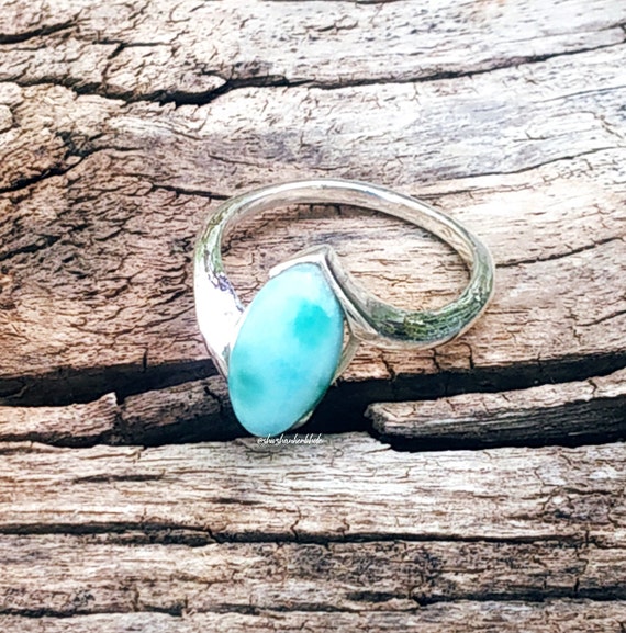 Love Gift Ring For Mom Unique Natural Larimar Gemstone Sterling Silver Ring 10 Handmade Ring Larimar Jewelry Gift For Her Miss You Ring