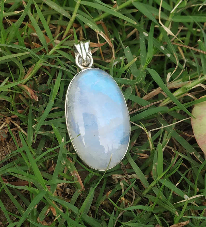 Moonstone Pendant 925 silver pendant Blue Fire Moonstone image 0