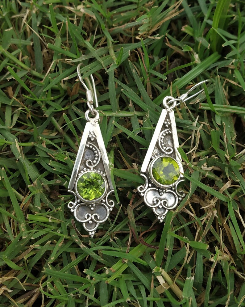 Peridot Earrings 925 solid silver Earrings Dangle earrings image 0