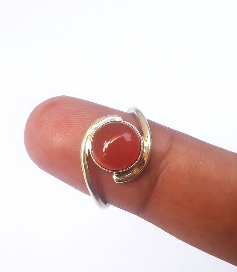 Orange Carnelian Ring 925 sterling silver Oval stone ring image 8