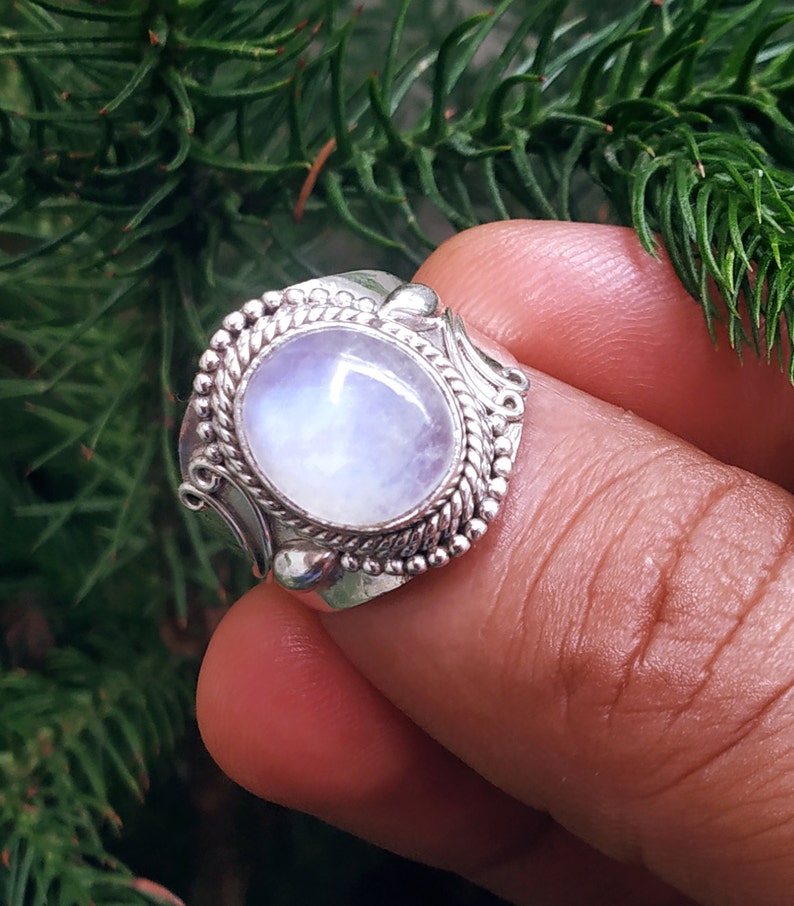 Natural Moonstone Ring 92.5% Silver Ring June Birthstone - Etsy