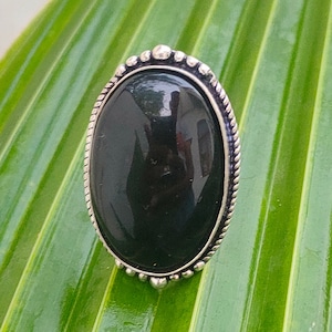 Lapis Lazuli Ring, Natural Black Onyx ring, 92.5 silver ring, Big stone Ring, Boho Statement Ring, Black onyx Jewelry, Halloween Gifts Ring