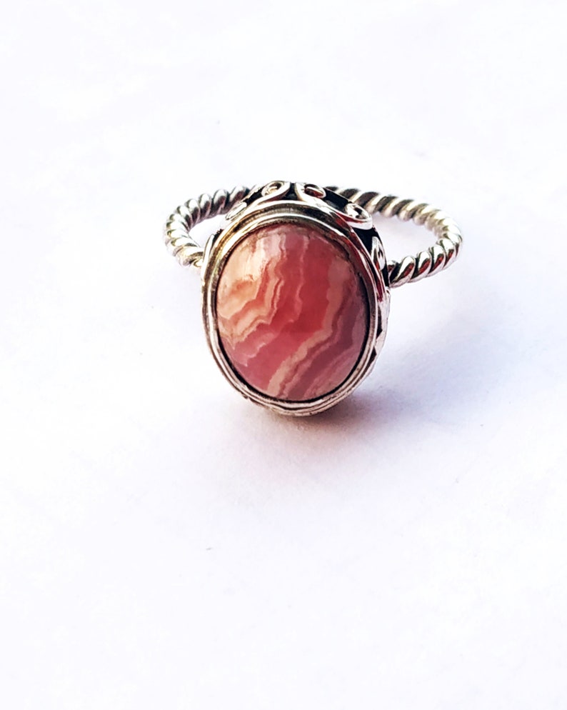 Natural Rhodochrosite Ring 925 Sterling Silver Ring image 0