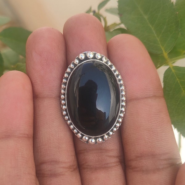 Big Black onyx ring, 92.5 Solid silver ring, Natural Onyx jewelry, December Birthstone, Handmade ring, Ottoman onyx ring,Boho Statement Ring