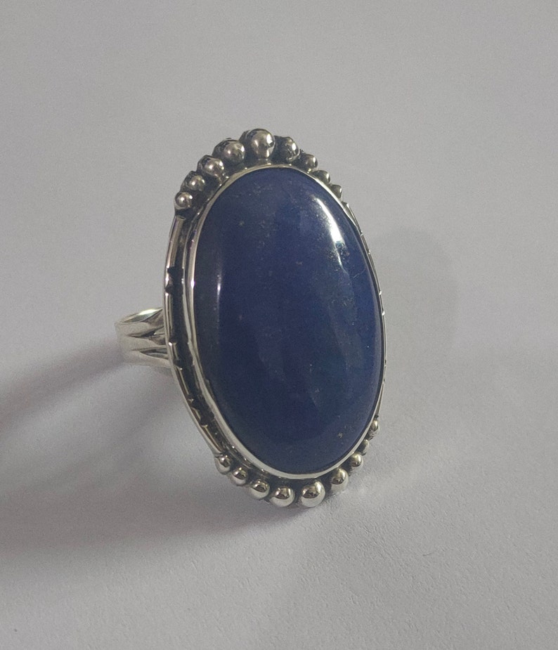Lapis Lazuli Ring Solid Silver Ring Big Blue Stone Ring - Etsy