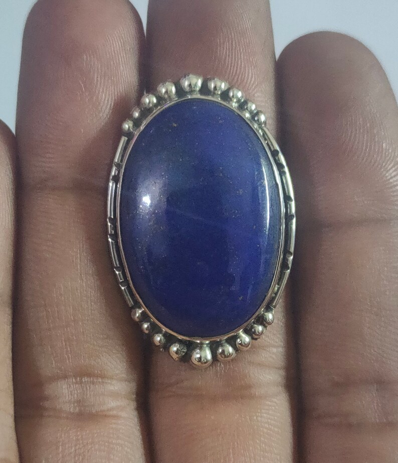 Lapis Lazuli Ring Solid Silver Ring Big Blue Stone Ring - Etsy